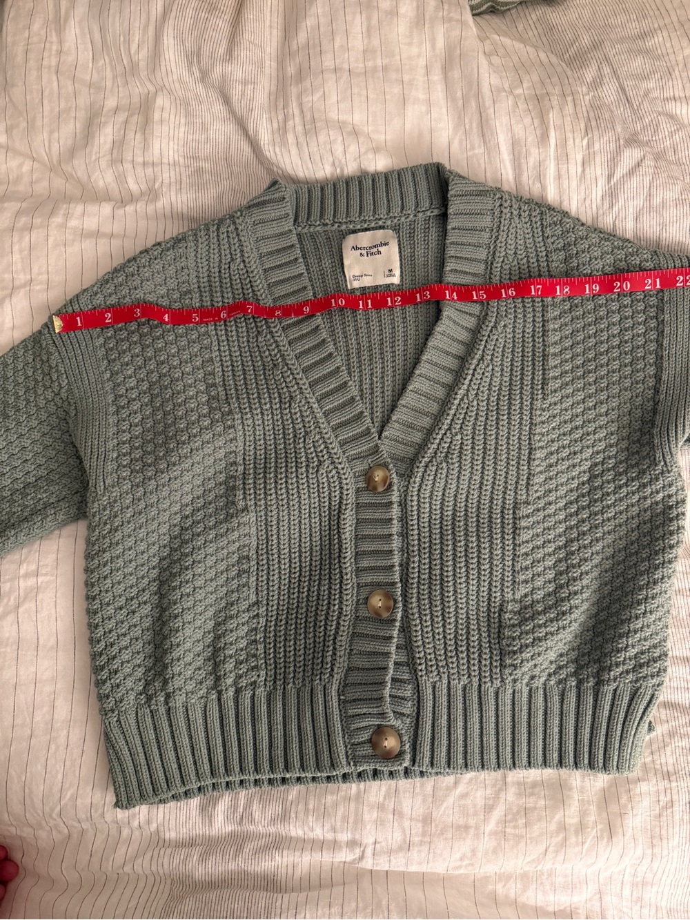 Abercrombie & Fitch Sage Green Textured Knit Button Cardigan - Picture 15 of 15